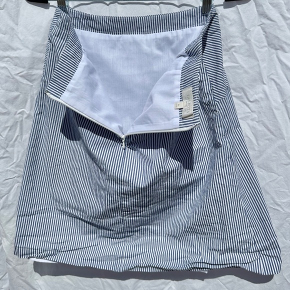 Coastal Nautical Blue and White Stripped 100% Cotton Lined Mini Skirt - Picture 3 of 3